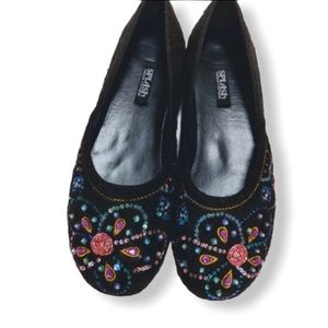 Beaded black flats